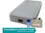 Intex Comfort Plush - Materasso Ad Aria - Singolo - Con Kit Di Riparazione - 191X99X33 Cm - Pvc - Grigio Chiaro