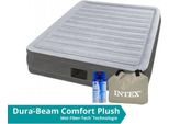 Intex Comfort Plush - Materasso Ad Aria (Mezza Altezza) - Matrimoniale - Con Kit Di Riparazione - 203X152X33 Cm - Pvc - Grigio Chiaro