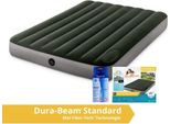 Intex Downy - Materasso Ad Aria - Dubbio - Con Kit Di Riparazione E Pompa Incorporata - 191X137X25 Cm - Pvc - Verde