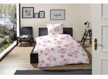 Hahn Microfibra Seersucker Biancheria Da Letto Floreale 135X200 + 80X80 Cm Bianco