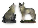 Onwomania Figura In Poliresina Lupo Ululante Doppia Calamita Da Frigo Lupo Predatore Animale Figura Decorativa In Poliresina Grigio 7 Cm
