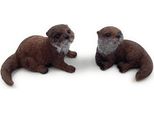 Onwomania Figurina In Poliresina Lontra Doppia Martora D'acqua Predatore Animale Figurina Decorativa In Poliresina Marrone 5,5 Cm