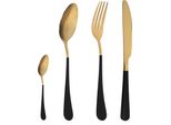 Set Di Posate Krumble 24 Pezzi - 6 Persone - Set Di Posate Composto Da Coltello, Forchetta, Cucchiaio E Cucchiaio Da Dessert - Coltello Da Tavola - Cucchiaio Da Tavola - Acciaio Inossidabile - Oro E Nero
