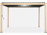 Pergola Bioclimatica 3X4M In Alluminio A Lamelle Orientabili, Marrone Chiaro