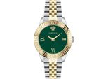 Versace VEVC01021 Orologio Da Donna Greca Signature Lady Verde Argento Oro Acciaio Inossidabile Nuovo