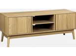 Mobile Tv Effetto Legno 2 Ante, 120Cm, Marrone Naturale