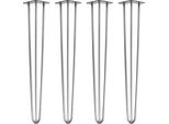 Natural Goods Berlin Gambe Hairpin, Gambe A Forcina, Gambe Per Mobili, Gambe Per Tavoli, Argento Industriale, 71 Cm, 3 Montanti, 4 Pezzi
