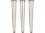 Natural Goods Berlin Gambe Hairpin, Gambe A Forcina, Gambe Per Mobili, Gambe Per Tavoli, Oro Antico, 71 Cm, 3 Montanti, 3 Pezzi