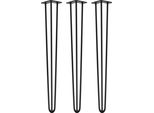 Natural Goods Berlin Gambe Hairpin, Gambe A Forcina, Gambe Per Mobili, Gambe Per Tavoli, Nero, 86 Cm, 3 Montanti, 3 Pezzi