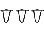 Natural Goods Berlin Gambe Hairpin, Gambe A Forcina, Gambe Per Mobili, Gambe Per Tavoli, Nero, 15 Cm, 2 Montanti, 3 Pezzi
