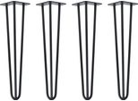 Natural Goods Berlin Gambe Hairpin, Gambe A Forcina, Gambe Per Mobili, Gambe Per Tavoli, Nero, 50 Cm, 3 Montanti, 4 Pezzi
