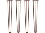 Natural Goods Berlin Gambe Hairpin, Gambe A Forcina, Gambe Per Mobili, Gambe Per Tavoli, Oro Rosa Antico, 71 Cm, 3 Montanti, 4 Pezzi