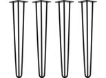 Natural Goods Berlin Gambe Hairpin, Gambe A Forcina, Gambe Per Mobili, Gambe Per Tavoli, Nero, 60 Cm, 3 Montanti, 4 Pezzi