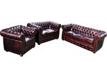 Set Di Divani Chesterfield Con Seduta Imbottita Pelle 3+2+1