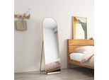 Specchio Da Tavolo Emke 140X40Cm A Figura Intera Specchio Con Cornice In Alluminio Dorato Specchio Da Toilette Curvo Con Pellicola Antideflagrante
