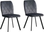 Woward Sedia Da Pranzo 2Pc Imbottita Sedia Da Cucina Sedile In Velluto Struttura In Metallo Grigio Scuro