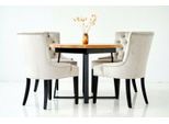 Set Da Pranzo Tavolo + 4 Sedie Chesterfield Sedie In Legno Sedile Imbottito Set Poltrona