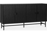 Credenza A 4 Ante Scanalata Effetto Legno, 157.5Cm, Nero