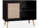 Credenza In Cannage, 1 Anta, 80Cm, Nero