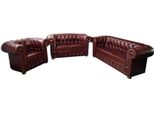 Set Divano Chesterfield Imbottitura 3+2+1 Seduta In Pelle