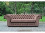 Divano A Tre Posti Con Seduta Imbottita Divani In Tessuto Divano A 3 Posti Marrone Chesterfield Nuovo