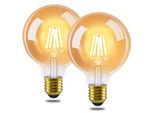 Zmh 2 Pezzi Lampadina Led E27 Lampada Vintage - G80 Lampadina Lampadina Edison 2700K 4W Lampadina Filamento Bianco Caldo Vetro Retrò Lampadina