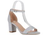 Van Hill Donna Sandali Strappy Scarpe Party Glitter 840138, Colore: Argento, Taglia: 36