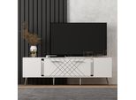 Skye Decor, Detas - Bianco, Argento, Mobili Tv, Bianco, 150 X 48,2 X 35 Cm