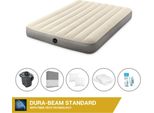 Letto Gonfiabile Intex - 2 Persone - 137 X 191 X 25 Cm - Beige + Pompa Elettrica Intex - 650 Litri/Min + Lenzuola Antracite + Cuscino + Federe Molton 2 In 1 + Set Di Riparazione