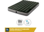 Letto Ad Aria Intex - 2 Persone - 137 X 191 X 25 Cm - Verde - Con Pompa A Pedale Incorporata + Lenzuola Antracite + Set Di Riparazione