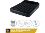 Letto Ad Aria Intex - 2 Persone - 137 X 191 X 25 Cm - Nero - Con Pompa Incorporata + Lenzuola Antracite + Cuscino + Federe Molton 2 In 1 + Set Di Riparazione