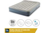 Letto Ad Aria Intex - 2 Persone - 152 X 203 X 30 Cm - Grigio - Con Pompa Incorporata + Lenzuola Antracite + Cuscino + Federe Molton 2 In 1 + Set Di Riparazione