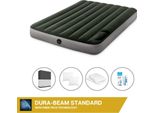 Letto Ad Aria Intex - 2 Persone - 137 X 191 X 25 Cm - Verde - Con Pompa A Pedale Incorporata + Lenzuolo Nero + Cuscino + Federe Molton 2 In 1 + Set Di Riparazione