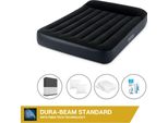 Intex Airbed - 2 Persone - 137 X 191 X 25 Cm - Blu - Con Pompa Incorporata, Lenzuolo Nero, Cuscino, Federe Molton 2 In 1 E Set Di Riparazione