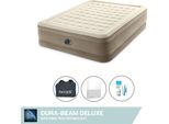 Letto Gonfiabile Intex - 2 Persone - 152 X 203 X 46 Cm - Beige - Con Pompa Incorporata + Lenzuola Bianche + Set Di Riparazione