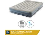 Letto Gonfiabile Intex - 2 Persone - 152 X 203 X 30 Cm - Grigio - Con Pompa Incorporata + Lenzuola Antracite + Set Di Riparazione