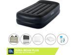 Letto Ad Aria Intex - 1 Persona - 99 X 191 X 46 Cm - Blu - Con Pompa + Lenzuolo Nero + Cuscino + Federe Molton 2 In 1 + Set Di Riparazione