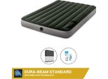 Letto Ad Aria Intex - 2 Persone - 137 X 191 X 25 Cm - Verde - Con Pompa A Pedale Incorporata + Lenzuolo Nero + Set Di Riparazione