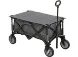 Outsunny Carrello A Mano Carrello Da Trasporto Pieghevole, Carrello A Mano Con Maniglia Regolabile, Carrello Da Giardino Con Tasche Laterali, Carrello Da Spiaggia Con Tavola Pieghevole, Caricabile Fino A 120 Kg, Grigio Scuro