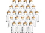 Set Di 24 Vasetti Per Spezie 125 Ml Rotondi Con Tappo In Sughero - Piccoli Vasetti In Sughero Con Tappo In Sughero - Vasetti Vuoti Per Erbe, Spezie - Piccolo Vasetto Rotondo In Vetro