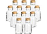 Set Di 12 Vasetti Per Spezie 125 Ml Rotondi Con Tappo In Sughero - Piccoli Vasetti In Sughero Con Tappo In Sughero - Vasetti Vuoti Per Erbe, Spezie - Piccolo Vasetto Rotondo In Vetro