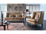 Set Di Divani Set Di Divani A 3 Posti Poltrona Chesterfield Moderna In Tessuto Marrone 3 Pezzi