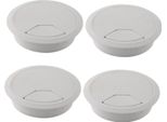 Confezione Da 4 Passacavi Da Scrivania 60Mm - Colore [Bianco] - Uscita Cavi Con Guarnizione Antipolvere Per Varie Scrivanie E Piani Di Lavoro Per Ufficio | Scatola Rotonda Per Cavi In Plastica Abs | Uscita Cavi