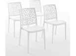 Set Di 4 Sedie Impilabili In Polipropilene Con Fibra Di Vetro Per Esterni E Giardino, Bar E Ristorante, Cucina Design Moderno - Anna - Bianco
