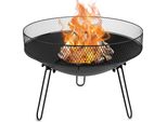 Ambiance Garden Fire Pit Giardino Caminetto Cesto Per Il Fuoco Ciotola Per Il Fuoco Pozzo Del Fuoco Metallo Bollitore Nero 60 Cm