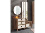 Toeletta Con Specchio Elegante Tavolino Da Toilette Con Specchio Rotondo E Spazio Di Archiviazione