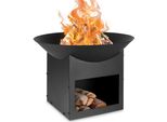 Ambiance Garden Fire Pit Giardino Camino Camino Cesto Fuoco Ciotola Fuoco Pozzo Fuoco Metallo Calderone Fuoco Nero 56X41 Cm