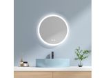 Emke Specchio Da Bagno Rotondo 50 Cm Con 3 Colori Di Luce Led + Luminosità Dimmerabile, Interruttore A Sfioramento Specchio Da Bagno Antiappannamento E Funzione Memoria Specchio Da Parete