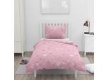 Home Elements Biancheria Da Letto 140X200 + 70X90 Cm, Due Disegni, Fiore Rosa + Riga
