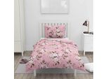 Home Elements Biancheria Da Letto 140X200 + 70X90 Cm, Due Modelli, Rosa + Righe